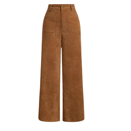 FLORDELIZA | Ribfluwelen high-waist broek met wijde pijpen