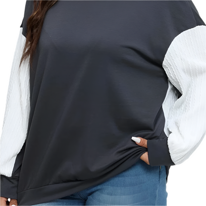 LUZ | Casual losvallende trui met contrasterende mouwen
