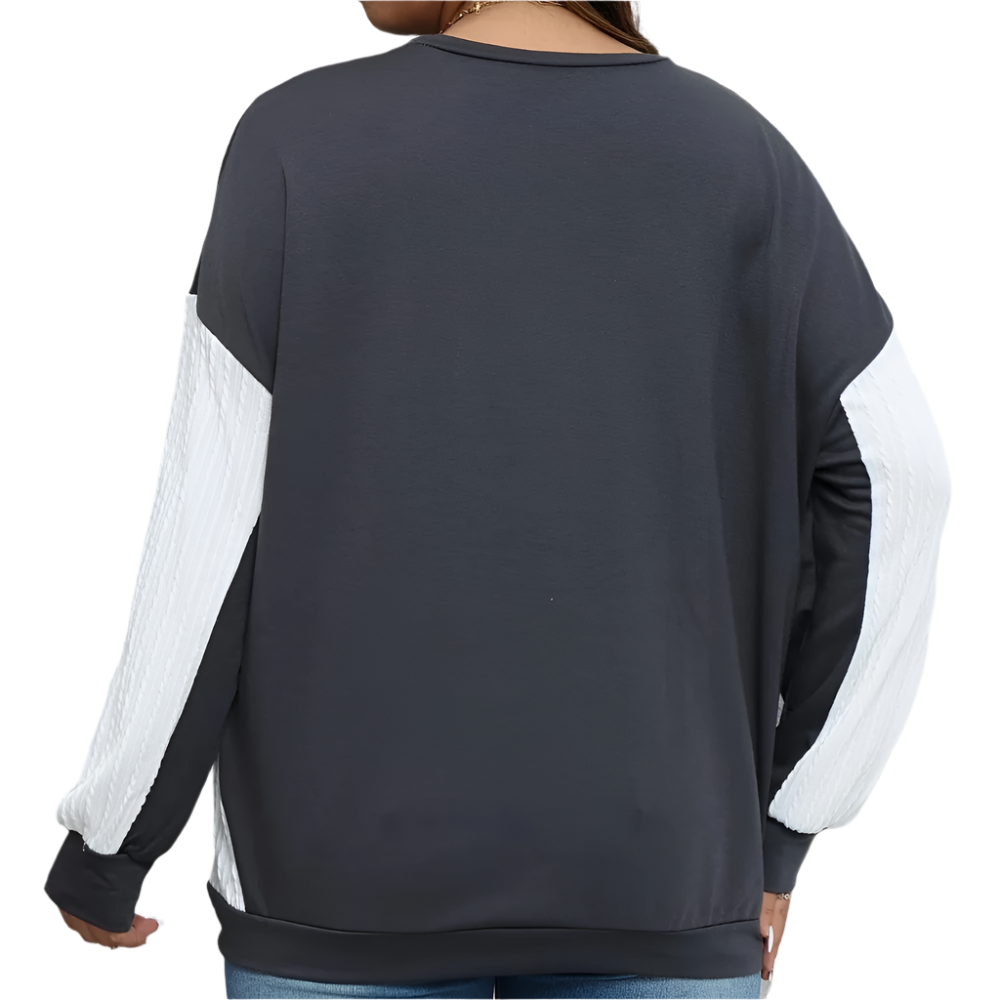 LUZ | Casual losvallende trui met contrasterende mouwen