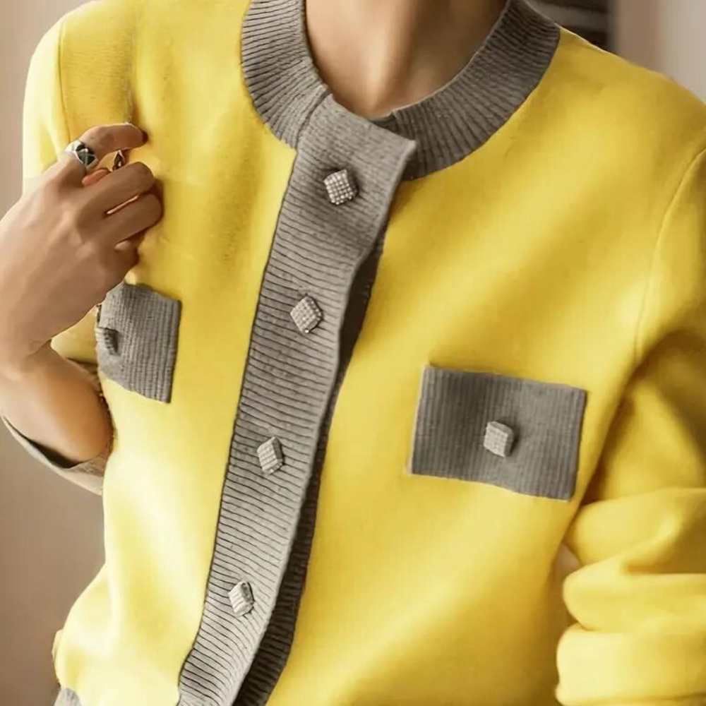 AIZA | Cardigan met contrasterende boordjes en knoopdetails
