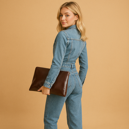 SUZANA | Denim Jumpsuit met Rechte Pijpen & Lange Mouwen