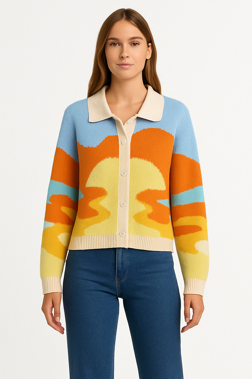 DIANA | Vrolijke cardigan met abstract patroon en retro uitstraling