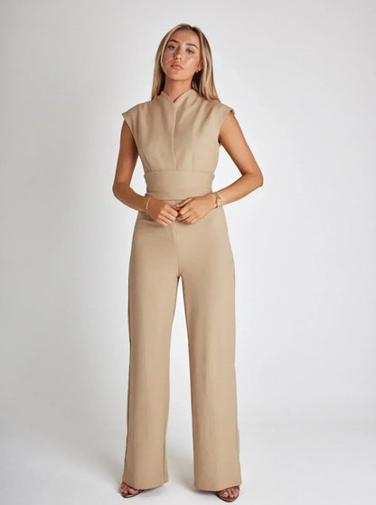 MARILOU | Elegante mouwloze jumpsuit met riem