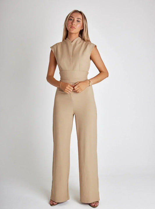 MARILOU | Elegante mouwloze jumpsuit met riem