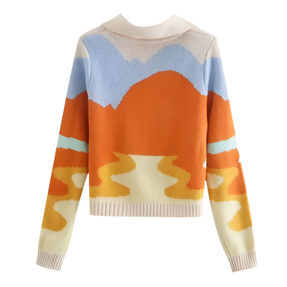 DIANA | Vrolijke cardigan met abstract patroon en retro uitstraling