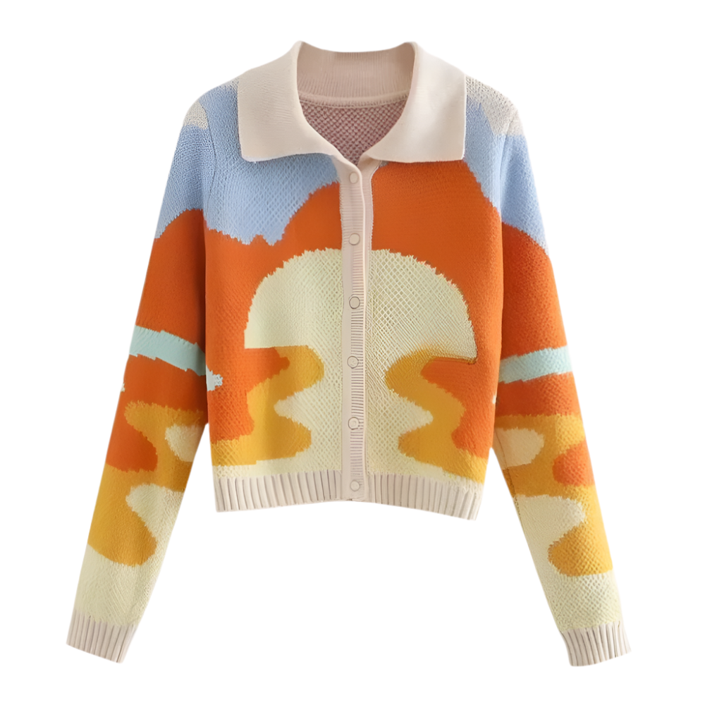 DIANA | Vrolijke cardigan met abstract patroon en retro uitstraling