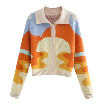 DIANA | Vrolijke cardigan met abstract patroon en retro uitstraling