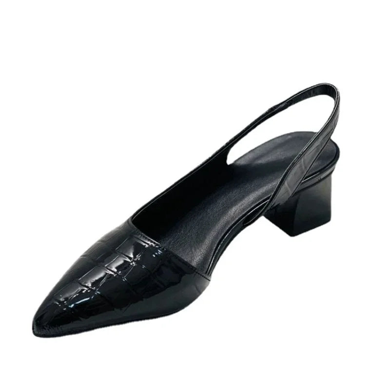 ROSITA | Slingback Hakken met Croco Textuur & Blokhak