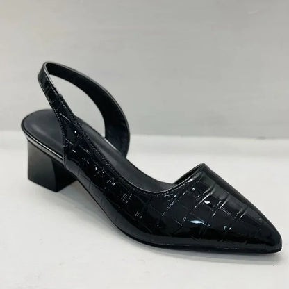 ROSITA | Slingback Hakken met Croco Textuur & Blokhak