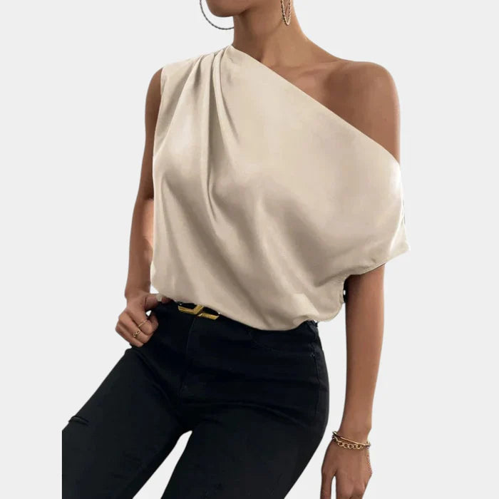 TALINE | Off-Shoulder Top met Vleermuismouwen in Beige