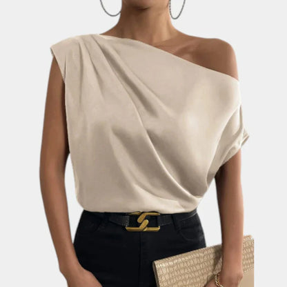 TALINE | Off-Shoulder Top met Vleermuismouwen in Beige