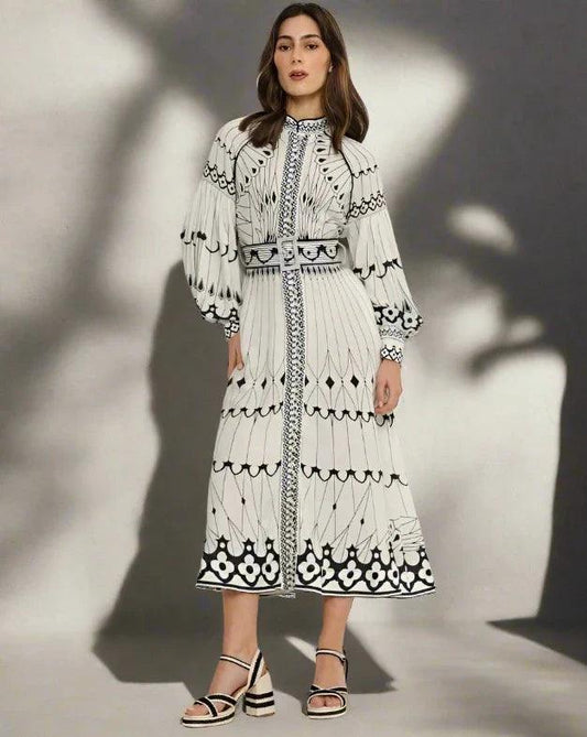 ROSEMARIE | Vlinderprint jurk met taille riem