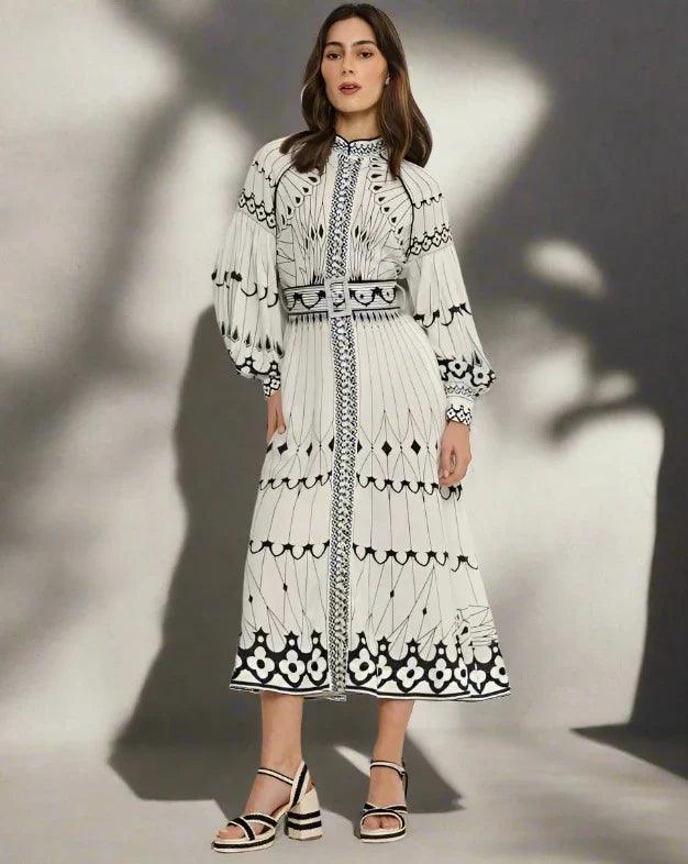 ROSEMARIE | Vlinderprint jurk met taille riem