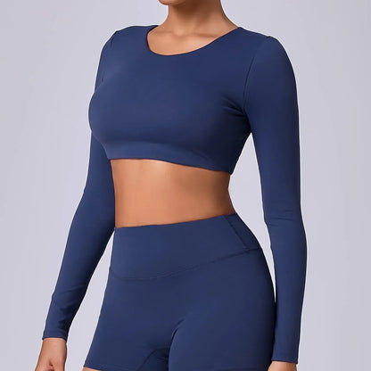 ESTELITA | Sportieve cropped longsleeve met push-up effect