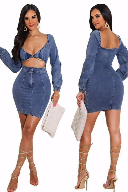 GRACE | Bodycon denim jurk met sexy details