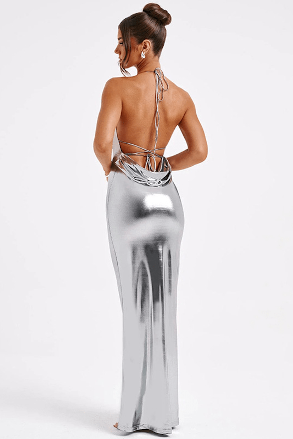 MARISSA | Metallic maxi-jurk met lage rug