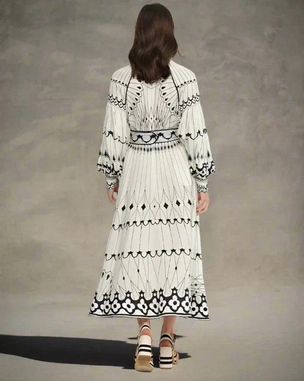 ROSEMARIE | Vlinderprint jurk met taille riem