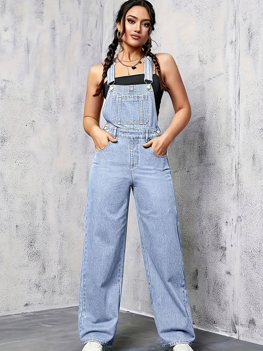 ROSARIO | Denim overall met wijde pijpen