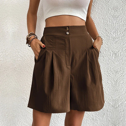 MARIFE | High-waist short met plooien en dubbele knoopsluiting