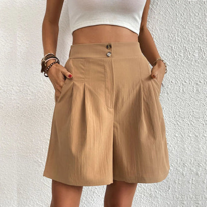 MARIFE | High-waist short met plooien en dubbele knoopsluiting