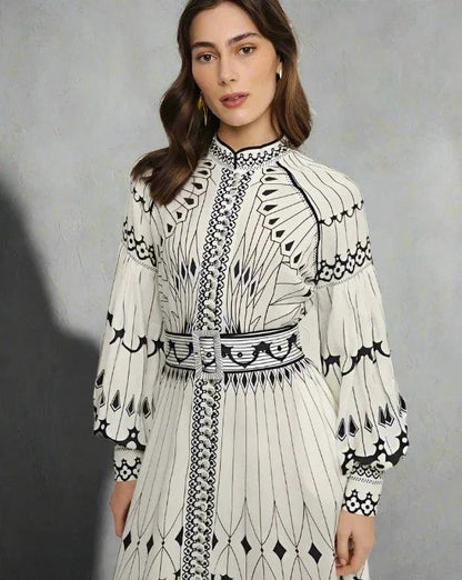 ROSEMARIE | Vlinderprint jurk met taille riem