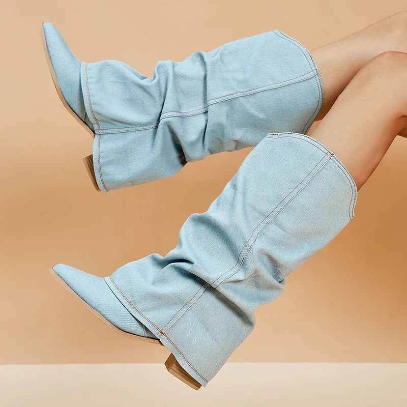 DEOLINDA | Denim Laarzen met Statement Flair