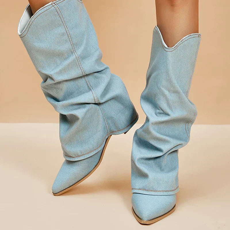 DEOLINDA | Denim Laarzen met Statement Flair