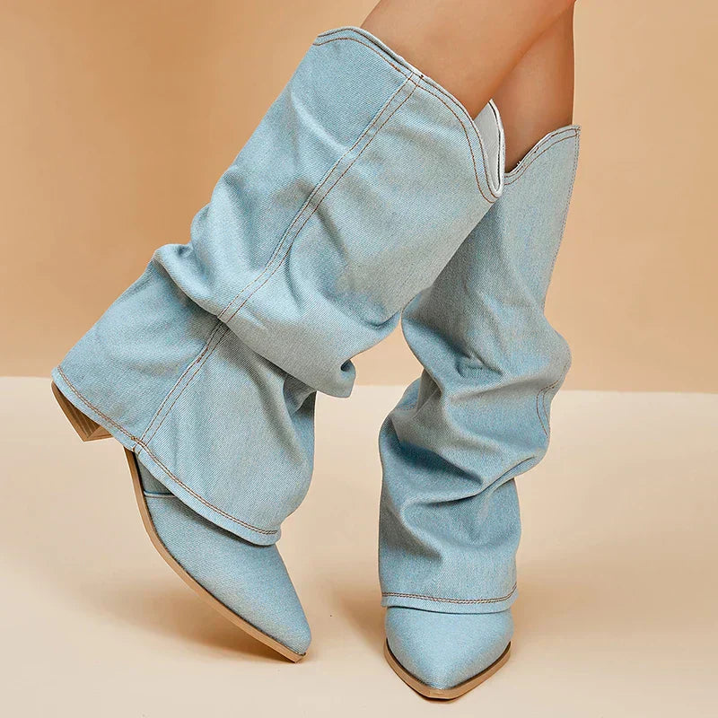 DEOLINDA | Denim Laarzen met Statement Flair