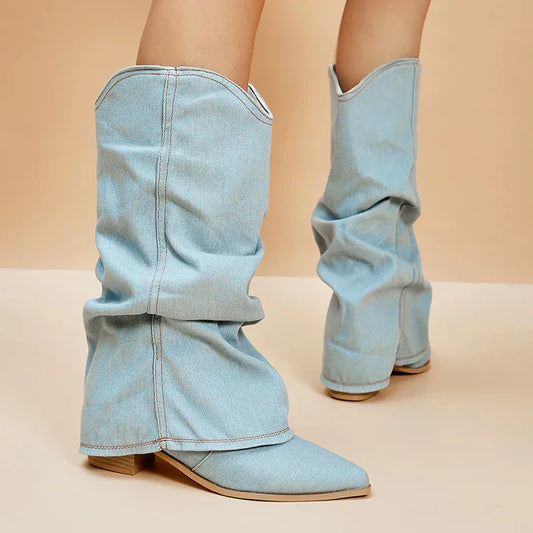 DEOLINDA | Denim Laarzen met Statement Flair