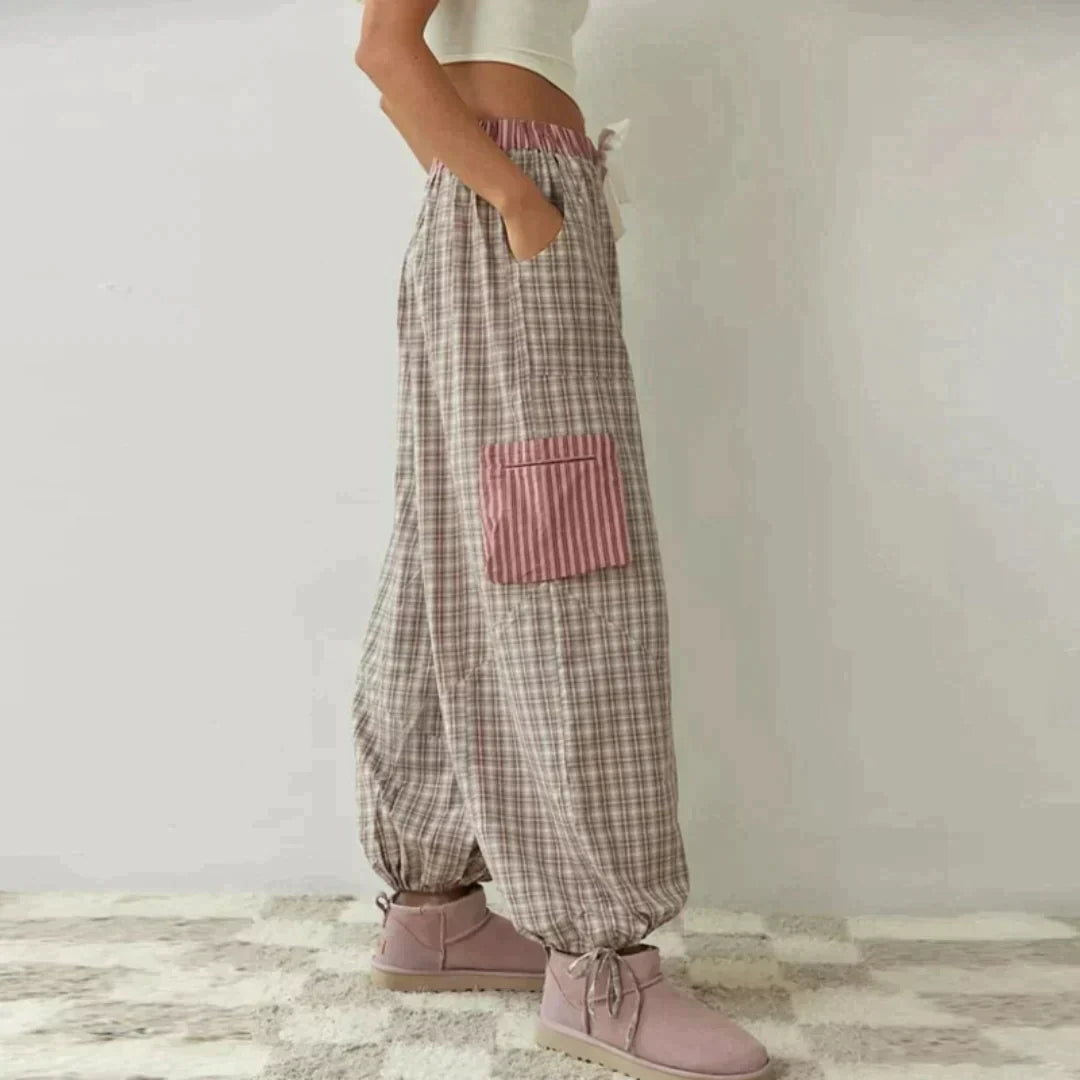 OLGINHA | Geruite Pyjama Set met Lange Mouwen