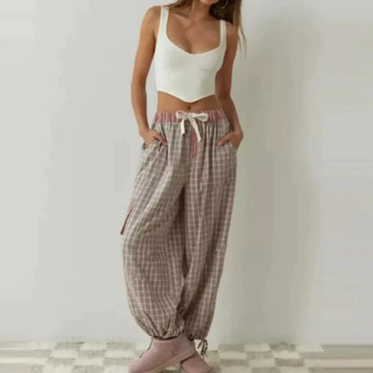 OLGINHA | Geruite Pyjama Set met Lange Mouwen