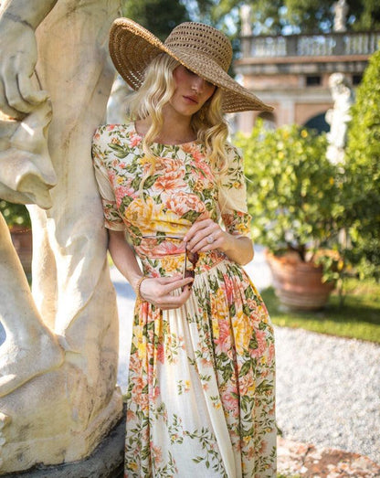 ERLINDA | Bloemen midi-jurk met elegante flair