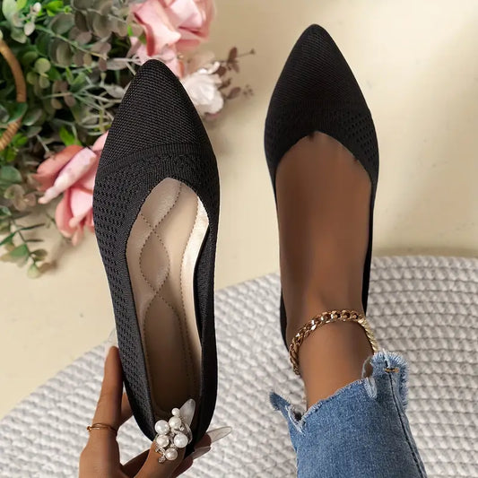 NOCTAVIA | Elegante Gebreide Flats met Spitse Neus