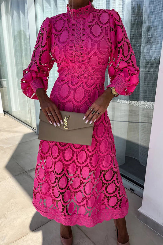 THAIS | Elegante Midi Jurk met Kantdetail & Luchtige Pasvorm