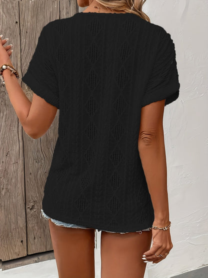 ANGELITA | Gebreide V-hals top met knoopdetail