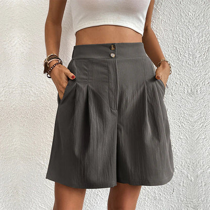 MARIFE | High-waist short met plooien en dubbele knoopsluiting