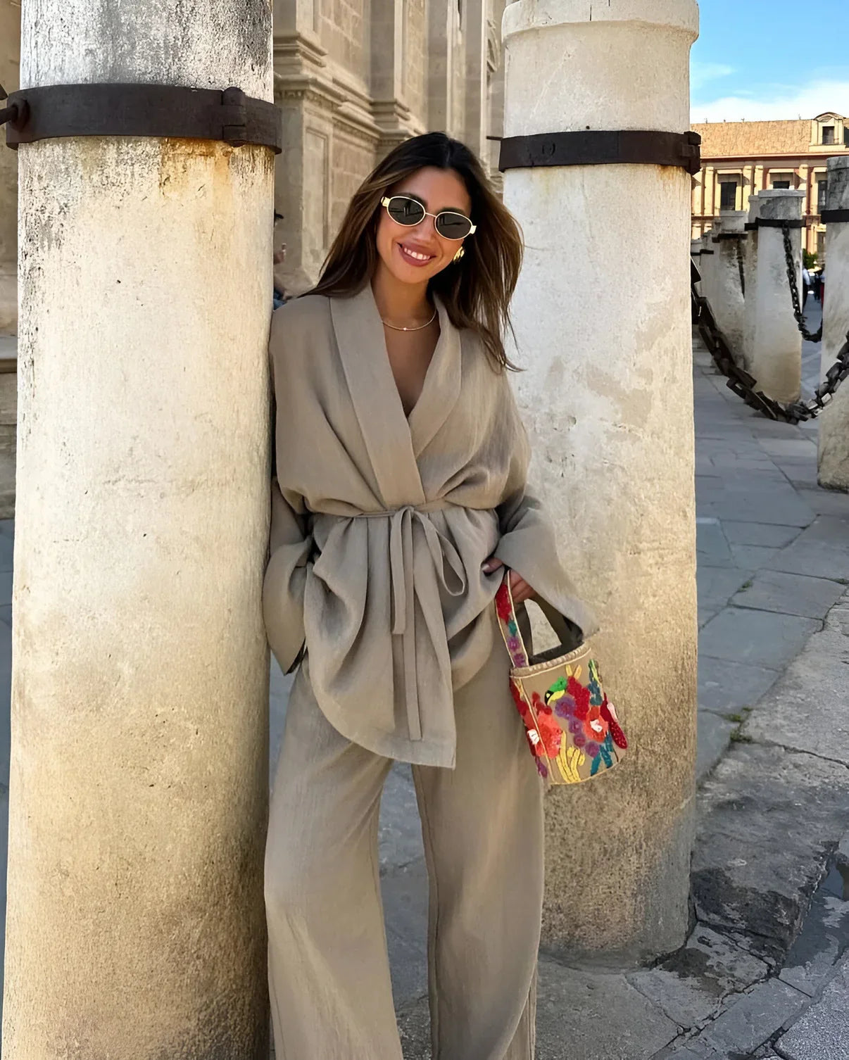 DOMITILA | Linnen Kimono Set met Minimalistische Elegantie