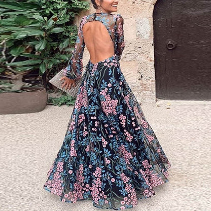 RAFAELA | Zomerse Maxi Jurk met Open Rug & Bloemenprint
