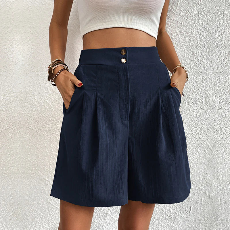 MARIFE | High-waist short met plooien en dubbele knoopsluiting