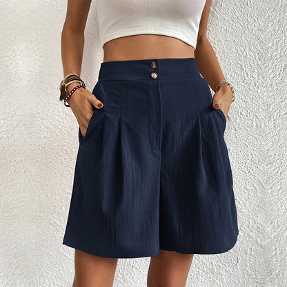 MARIFE | High-waist short met plooien en dubbele knoopsluiting