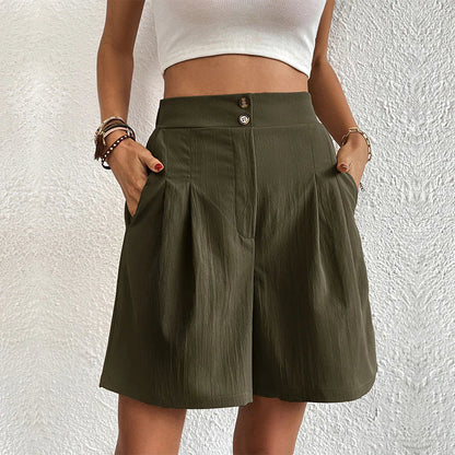 MARIFE | High-waist short met plooien en dubbele knoopsluiting