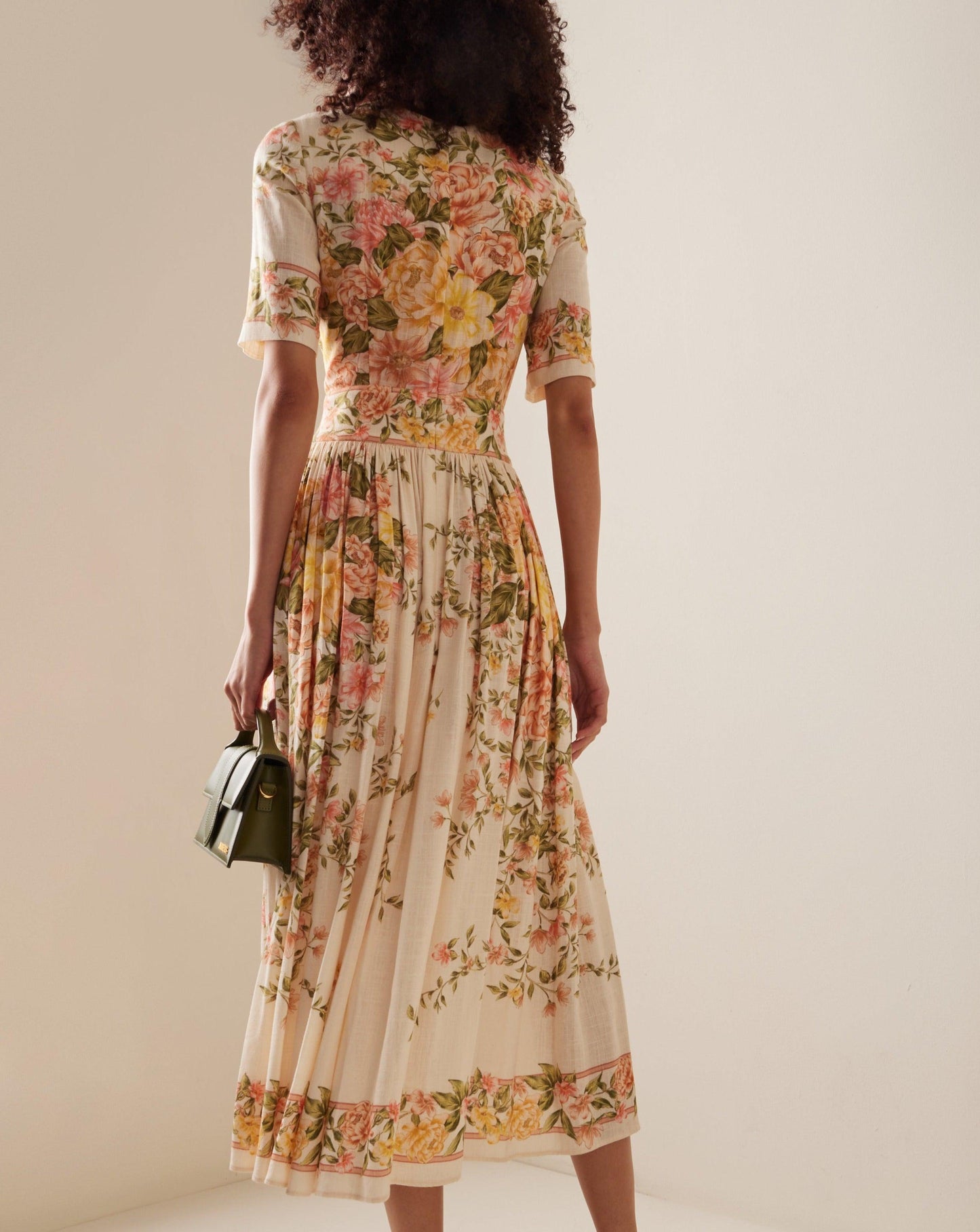 ERLINDA | Bloemen midi-jurk met elegante flair