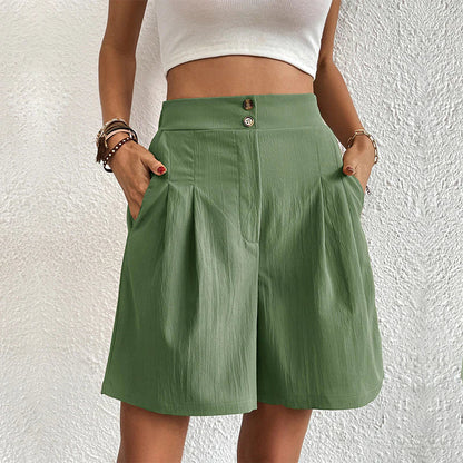 MARIFE | High-waist short met plooien en dubbele knoopsluiting