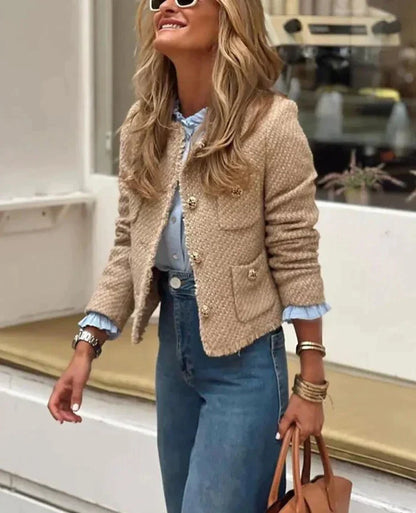 SAMARA | Beige Slim-Fit Jack met Elegante Details