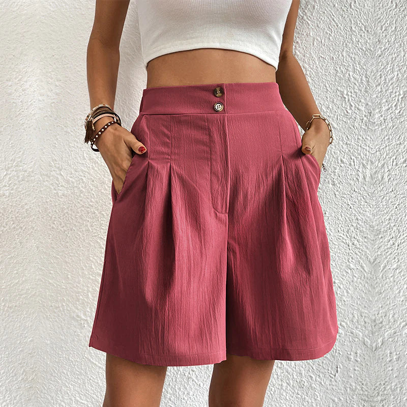 MARIFE | High-waist short met plooien en dubbele knoopsluiting