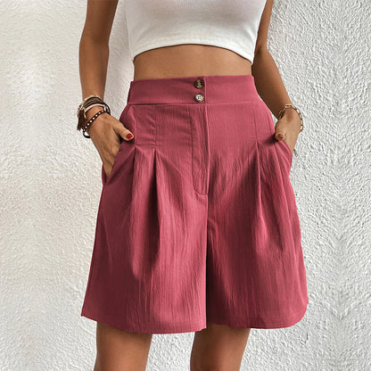 MARIFE | High-waist short met plooien en dubbele knoopsluiting