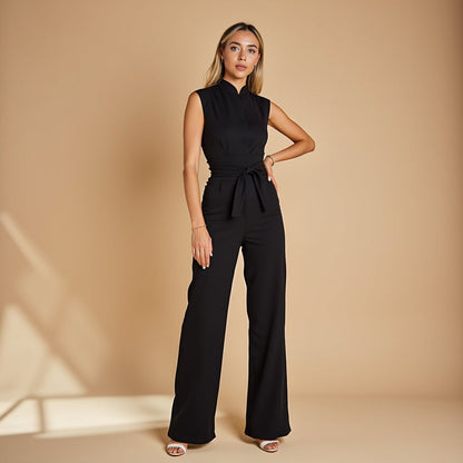 SHERYL | Elegante mouwloze jumpsuit met hoge kraag