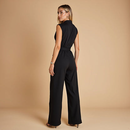 SHERYL | Elegante mouwloze jumpsuit met hoge kraag