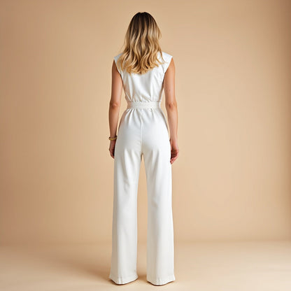 SHERYL | Elegante mouwloze jumpsuit met hoge kraag