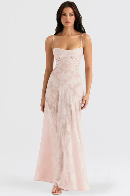 SHIRLENE | Lange Zomerjurk met Open Rug & Verstelbare Bandjes